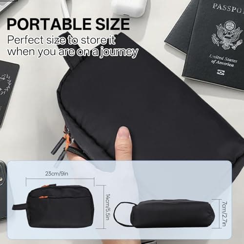 Teskyer Cable Organizer Bag - Portable, Waterproof, Large Capacity, Travel Organiser, Travel Accessories, 23 x 14 x 7 cm, Black — view 6