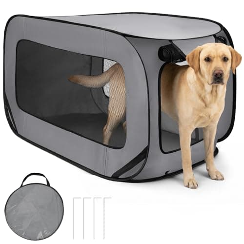 Aomig Dog Travel Crate Foldable Pop Up Dog Crate Cat Tent Crate Pet Playing Tent Cage Portable Puppy Seat Kennel Pet Playpen Pop-Up Exercise Fence for Indoor Outdoor Small/Medium Dogs Cat(Silver Gray)