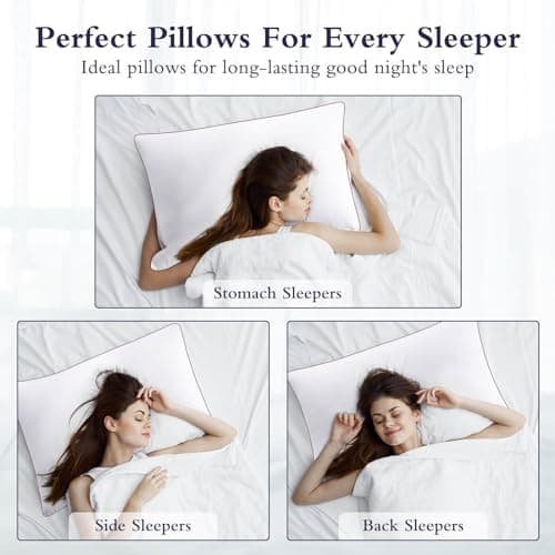 Sofslee Pillows 2 Pack Hotel Quality Luxury Pillows for Neck And Shoulder Pain, Soft Hypoallergenic Dust Mite Resistant Down Alternative Bed Pillow, for Side/Back/Stomach Sleeper 42 x 70cm — view 6