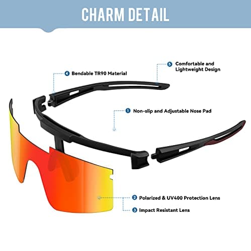konqkin Cycling Glasses-Sports-Sunglasses-Mens-Womens-Polarised-orange — view 3