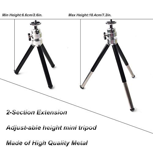 Pocket Mini Tripod 6.6-18.4 cm, 360° Ball Head, 1/4″ Screw Desk Stand for Mini Projector, Mirrorless Camera, Webcam, LED Light, GoPro — view 6