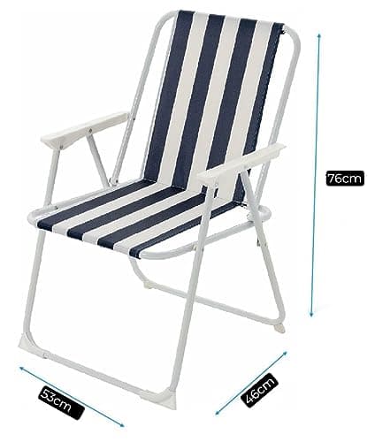 Aggloz | Folding Metal Beach Camping Chair Portable Garden Armchair - Foldable Lightweight Outdoor Picnic Seat | UK (Stripe) — view 2