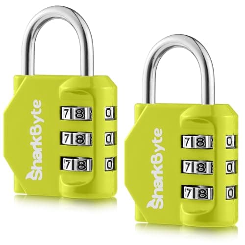 SharkByte Small Luggage Locks, 3-Dial Weatherproof Outdoor Security Combination Padlock, Travel Lock for Suitcases Luggage Case Travel Bag Gym Lockers Code Padlock (Pack of 2)