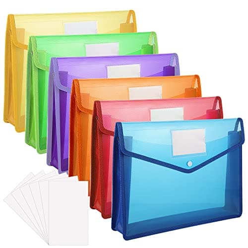 A4 Folders Plastic Wallets 6Pcs Plastic Document File Bag Envelope Folder