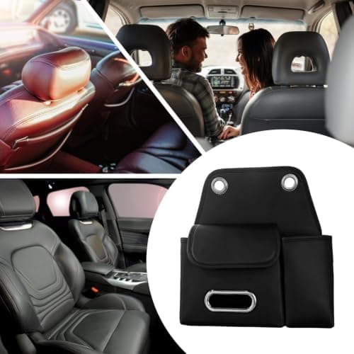 dzqad Car Organizer Back Seat Tissue Box Cup Holder PU Leather Storage Bag — view 4
