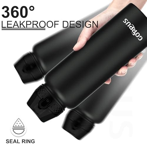 GOPPUS 1.2L/40oz Stainless Water Bottle with Straw Double Wall Insulated Bottles with Strap Large Vacuum Thermal Flask Leakproof Keep Cold Drinks Bottles with Flip Top Lid for Men Women BPA Free — view 4