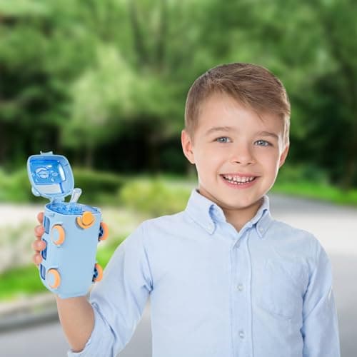 Noaya Bus Kids Water Bottle With Straw - 500ml Leakproof Car Bottle for Boys, Travel Bus Water Bottle, Travel Friendly Daily Use (Blue) — view 6