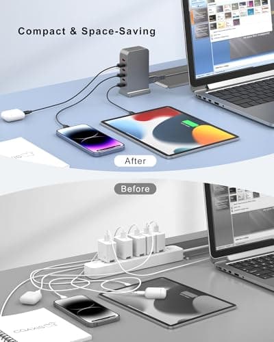 6 Port USB Charging Station 50W, Multi USB Charger Tower — view 5