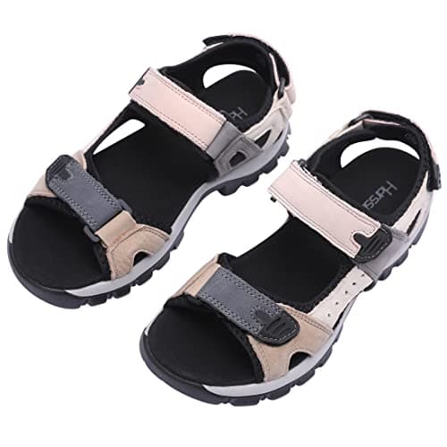 Harssidanzar Women's Sports Hiking Sandals Adjustable Strap Leather Sandals for Women Outdoor Sports Sandals Walking SL256UK,Pink Black, Size 5.5 UK — view 6