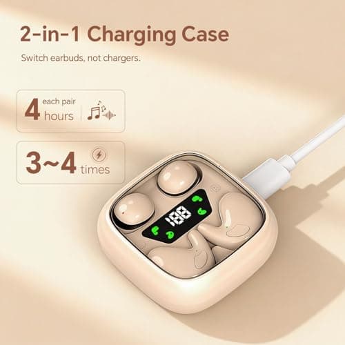 2-in-1 Wireless Small Invisible Earbuds Set Bluetooth Work Sleep Earphones — view 4