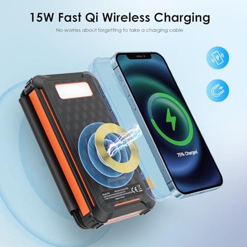 Solar Power Bank 26800mAh, 22.5W Fast Charging, 15W Qi Wireless Charging — view 6