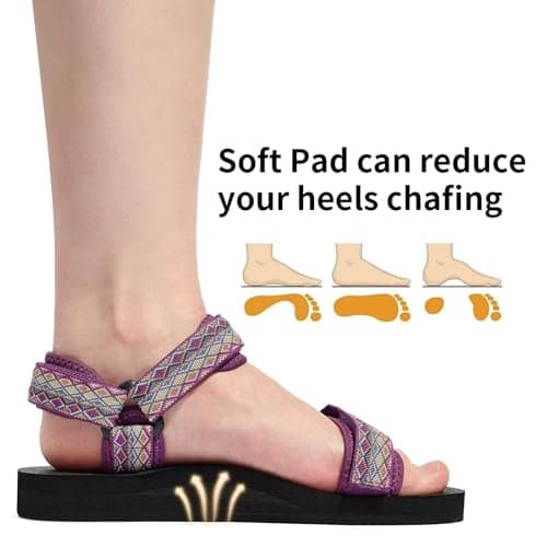 YOCCI Women's Sandals Hiking Sport Sandals with Arch Support Yoga Mat Insole Comfortable Walking Water Sandals for Beach Travel Athletic, Purple, 5.5 UK — view 6