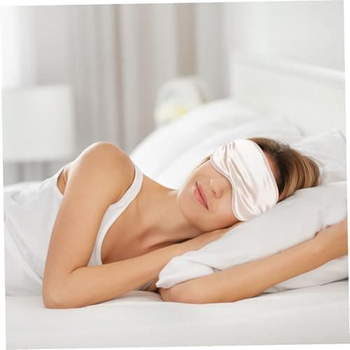 BIUDECO Silk Eye Mask Set with Blindfold, Hairband and Bag, Relieving Stress and Relaxing Muscles, for Travel and Sleep, Beige 3pcs Kit and Dry Eyes — view 6