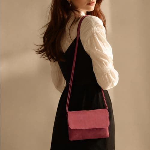 Energather Women's Cross-Body Bags, PU Leather Cross Body Bags for Women and Girls, Mini Crossbody Bags Small Shoulder Bag with Detachable Shoulder Strap for Travel, Work, Shopping (Maroon) — view 3