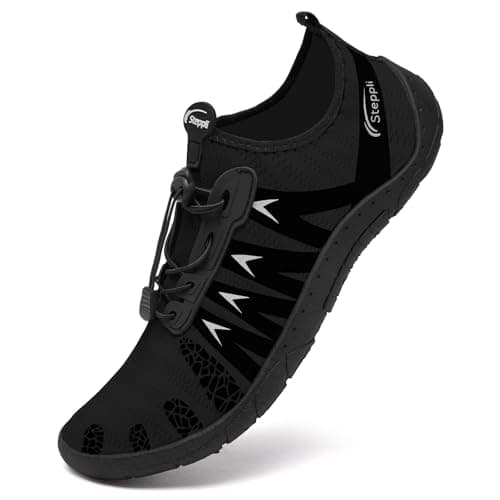 Steppli Water Shoes Beach Swim Pool Sea Surf Aqua Quick-Dry Breathable Weitsuit Non Slip Lightweight Shoes for Men Women Black EU43=UK9.5