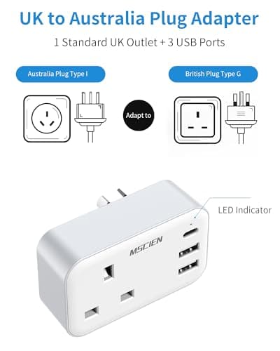 Mscien UK to India Plug Adapter with USB-C, 4-IN-1 Type D Plug Adapter — view 4