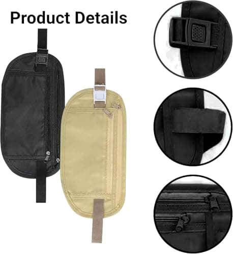 2-Pack Hidden Anti-Theft Money Belts for Travel, Waterproof and Adjustable Concealed Pouch for Men and Women, Secure and Stylish Travel Money Belt for Running, Hiking, and Dog Walking — view 3