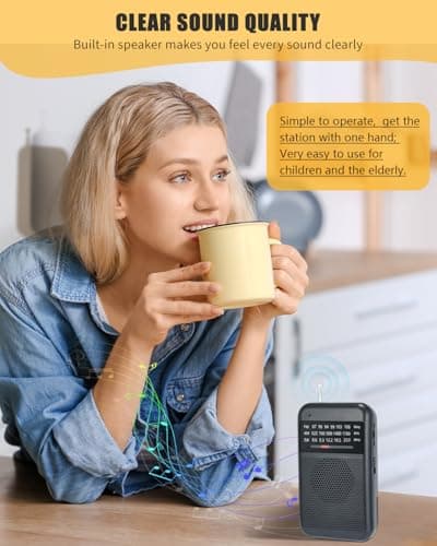Portable Radio Small, AM/FM/SW Battery Radio Pocket with Excellent Reception and Headphone Jack, Mini Compact Walkman for Outdoor, Indoor & Emergencies — view 4