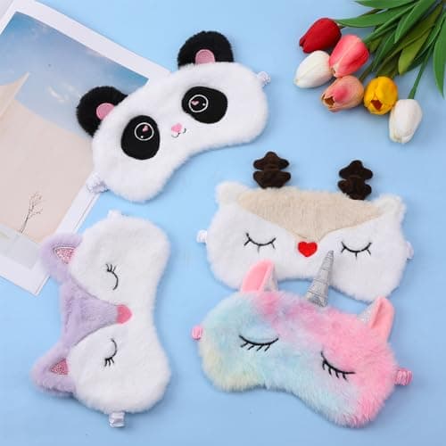 Xialvyu 4 Pack Kids Eye Mask, Plush Animal Eye Masks for Sleeping — view 6