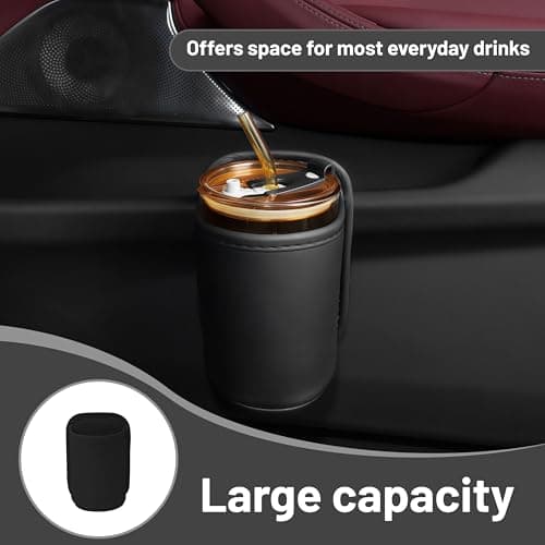 Auroriel 2 Piece Car Cup Holder, Rear Seat Clip, Large Cup and Bottle Holder, Multifunctional Door Pocket, Storage Organizer, Black PU Leather — view 4