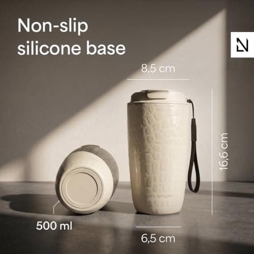 LARS NYSØM Thermo Coffee Mug to go 500ml - Coffee Cup Travel Mug with Strap — view 4