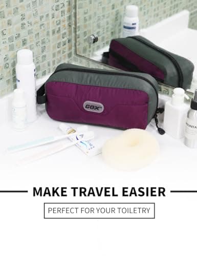 GOX Travel Toiletry Bag,Dopp Kit Case,Ultra-Light Cosmetics Bag Makeup Organizer, Purple, 9.8*4.3*3.3 Inches — view 6