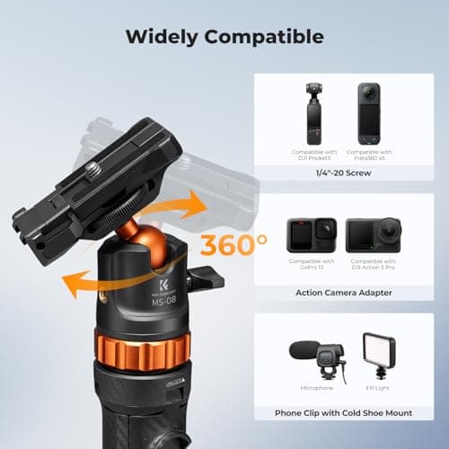 K&F CONCEPT Selfie Stick Tripod, 62''/158cm Phone Tripod — view 4