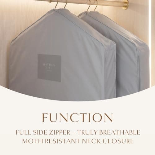 Hayden Hill Luxury Organic Cotton Garment Bag for Hanging Clothes Long 58" — view 3