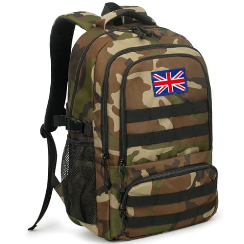 30L Tactical Camo Backpack for Boys 900D Military Schoolbag with 4 Pockets