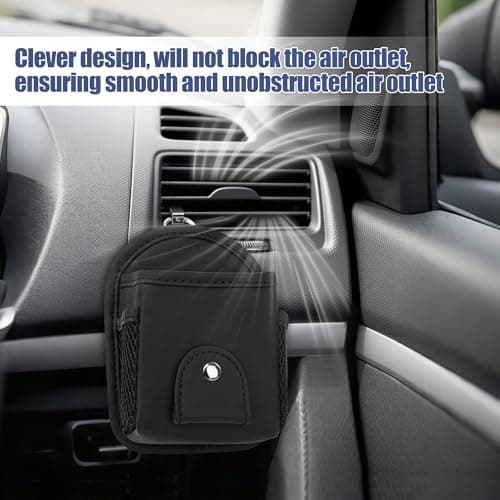 Qirc Car PU Leather Air Vent Pocket, Universal Sunglass Holder Organizer with Clip, Car Interior Storage Bag for Phone, Coin, Key, Card Case, Small Items — view 4