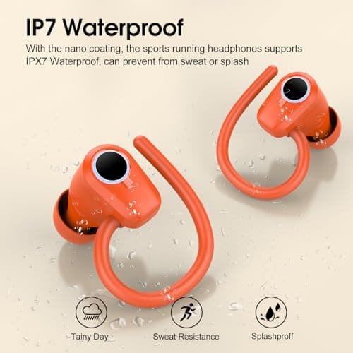 Wireless Earbuds with Earhooks HiFi Stereo, IP7 Waterproof Sports Earphones — view 3