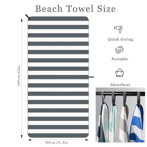 DDUP Microfibre Beach Towel, 160x80cm Extra Large Sand Free Beach Towels for Adults,Soft and Lightweight Travel Towel,Double Sided Quick Dry Super Absorbent with Mesh Bag for Swimming Yoga Gym(Blue) — view 2