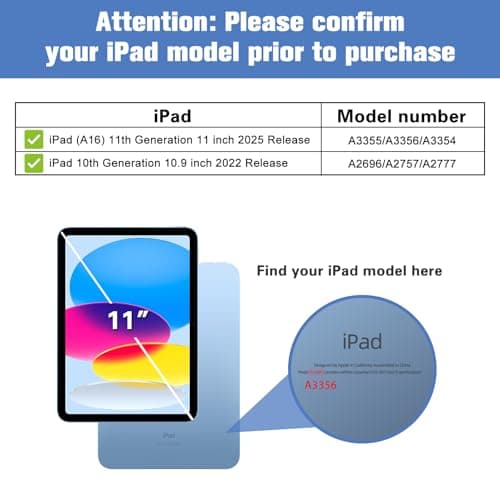ProCase Smart Case+Screen Protector for iPad (A16) 11/10th Gen, Navy — view 2