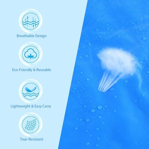 OSDUE 2 Pack Portable Raincoat, Rain Poncho Waterproof with Hoods and Sleeves, Reusable Rain Resistant Poncho for Camping, Emergency Situations, Travel (Blue) — view 5