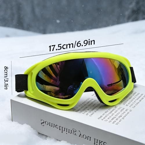 Ski Goggles Snowboard Goggles - UV Adjustable Snowmobile Riding Offroad Protective Goggles, Cycling Motorcycle ATV Glasses Winter Snow Sports Glasses For Youth Men Women Teens Boys & Girls (Yellow) — view 2