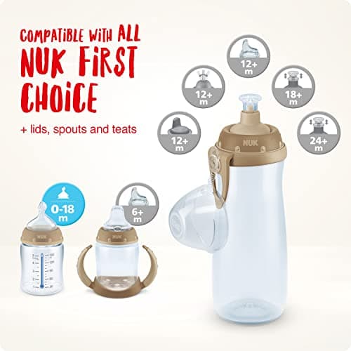NUK Sports Cup Toddler Cup with Chameleon Effect | 24+ Months | 450 ml | Leak-Proof, Easy-Open/Close Push-Pull Spout | Colour Changing | Clip & Cap | Peacock (Pink) — view 6