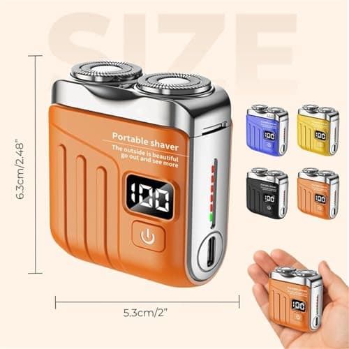 Portable Rotary Dual Ring Electric Shaver with Travel Case, Mini Dual-Head Electric Shaver for Men, Rechargeable Waterproof Pocket Razor for Home, Car, Travel (Black) — view 6