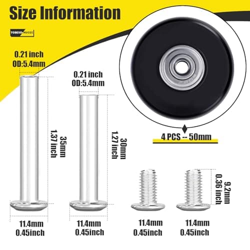 Luggage Suitcase Replacement Wheels 50mm 4 Pieces Suitcase Wheels Replacement Wheel (50 * 22) — view 5