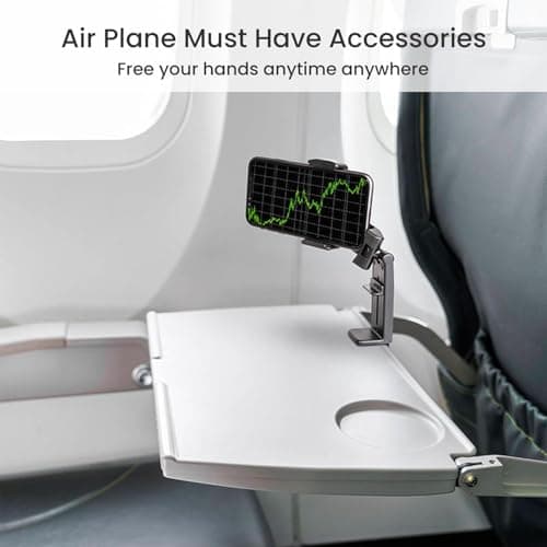DTHGAEYQQ 360 Degree Rotatable Adjustable Phone Holder - Airplane in Flight, Plastic Retractable, Foldable Travel Essential for Home/Office - Universal, Black — view 5