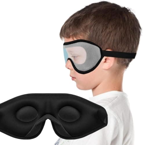 3D Sleep Mask for Kids, Light Block Sleeping Blindfold Memory Foam Contoured Eye Mask for Sleep, Adjustable Strap Eye Cover and Travel Sleep Mask for Boys Girls Blue — view 5