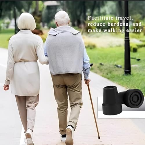 2 Pcs Heavy Walking Stick Rubber Ends, 19 mm Black Walking Stick Ferrules, Durable Crutches Rubber Ends, Anti-Slip Walkings Pole Rubbers Tips for Elderly Crutches Adult Hiking Crutches — view 6