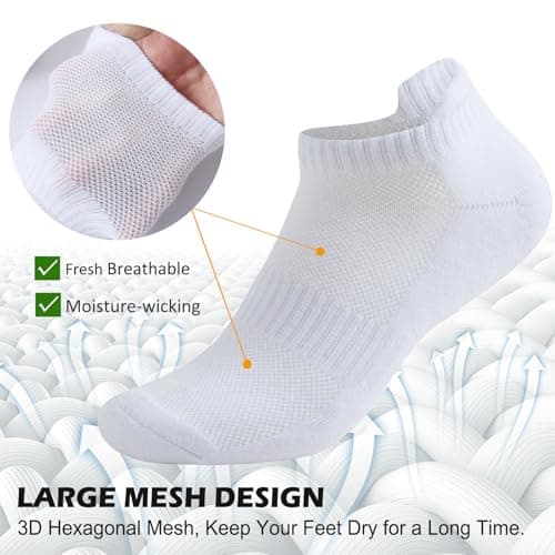 Josnown Men’s Trainer Socks 6 Pack – Cushioned Running & Gym Ankle Socks — view 4