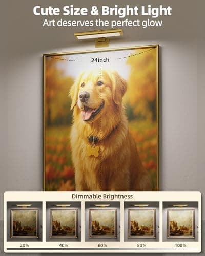 EZVALO Picture Light for Wall, Rechargeable 2400mAh Battery Lights with Wireless Remote, Dimmable Magnetic LED Art Painting Light with 3 Color Temperatures (Pack of 1, Gold) — view 3