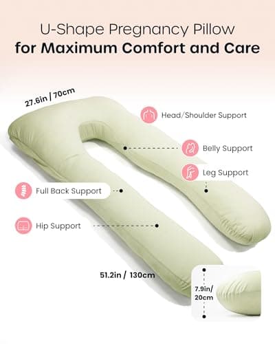 Nuliie Pregnancy Pillow for Sleeping, U Shaped (Cooling Light Green) — view 2