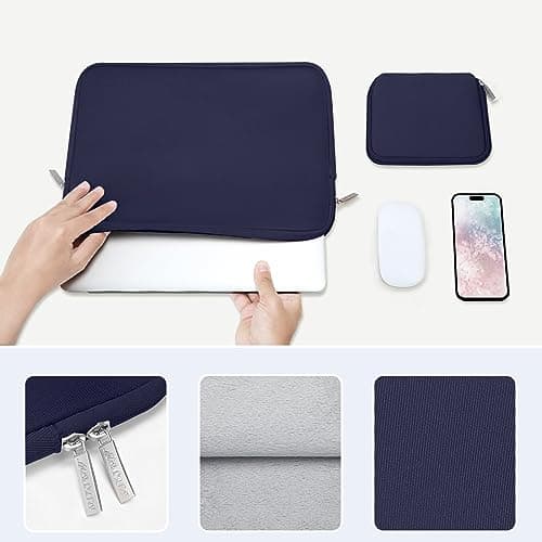 MOSISO 13.3 inch Laptop Case Neoprene Sleeve with Small Bag,Navy Blue — view 4