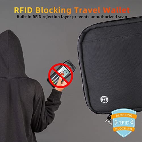 WALNEW Family Passport Holder Wallet, RFID Blocking Travel Document Organiser with Airtag Holder, Holiday Essentials Multiple Passport Covers Bag, Gifts for Women Men (Black) — view 6