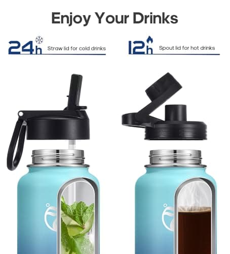 HydroPal Vacuum Insulated 500ml Stainless Steel Water Bottle with Dual Lids — view 3