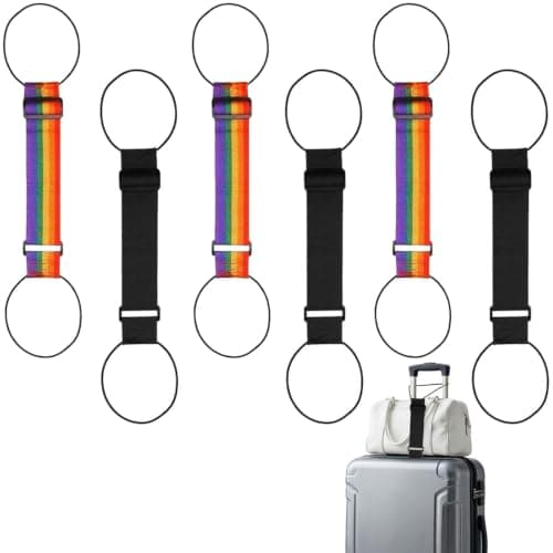 6PCS Personalised Luggage Straps for Suitcases, Suitcase Straps 6 Pack Adjustable Multi Use Strong, Luggage Tags with Quick Release Buckle for Travel Accessories