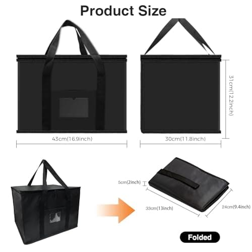 40L Oxford Cloth Cooler Bag, Thermal Cool Bag & Foldable Food Delivery Bag, Insulated for Hot & Cold Food, Durable for Picnic Camping BBQ Family Outdoor Travel & Grocery Shopping, Insulated lunch Bag — view 3