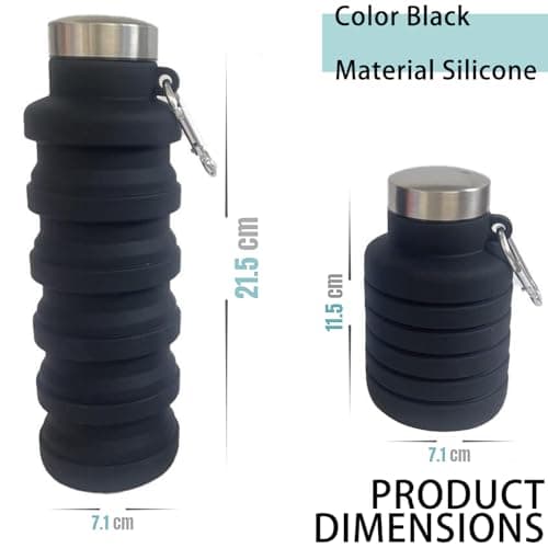 BRITECO Collapsible Water Bottle | BPA-Free, Foldable 500ml Silicone Water Bottle | Perfect for Travel, Hiking, Gym, and Outdoor Activities | Lightweight, Reusable, and Leak-Proof Design — view 2